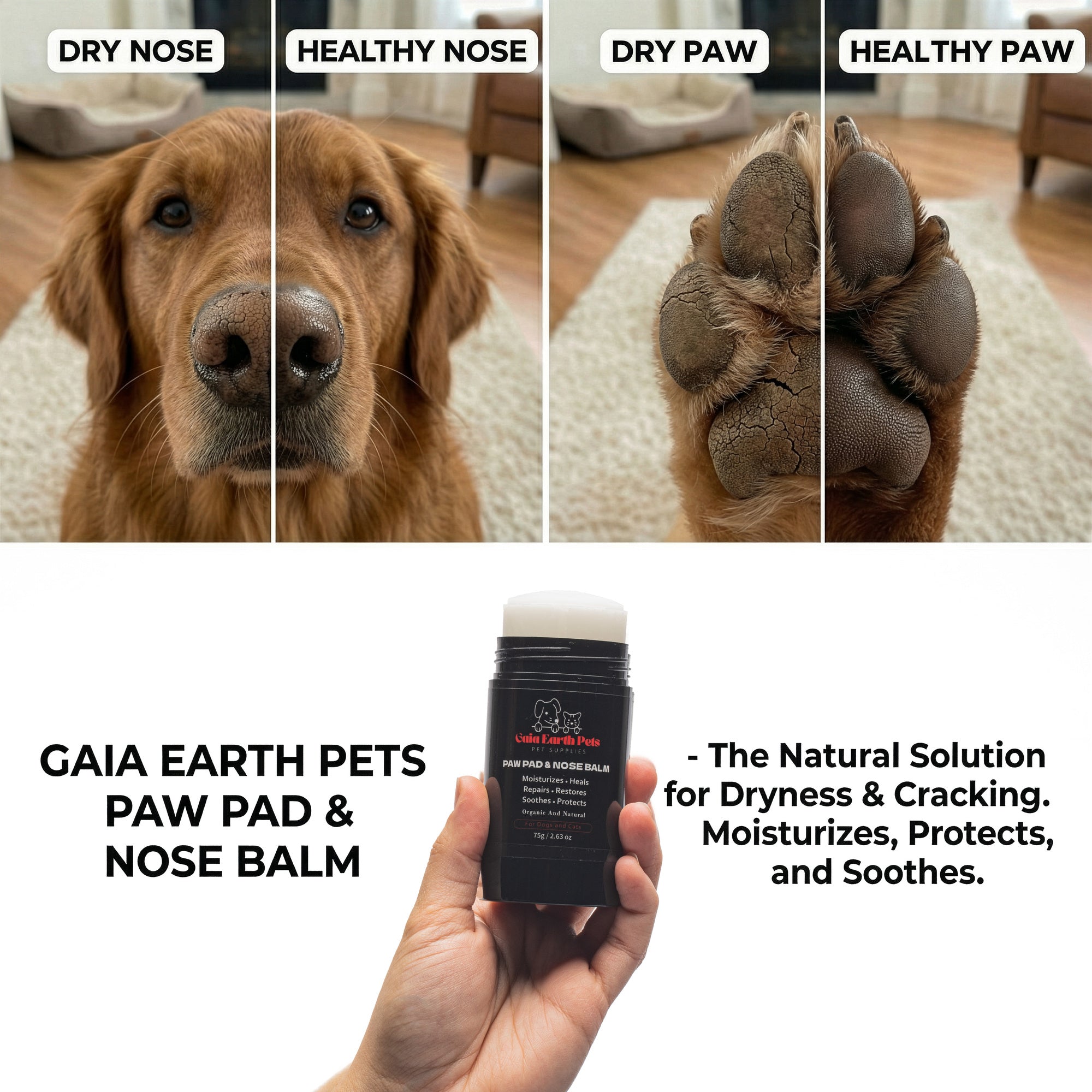 Gaia Earth Pets Paw Balm – Plant-Based Protection for Dry, Cracked Paws & Nose